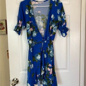 Velvet Torch Blue Floral High Low Dress
